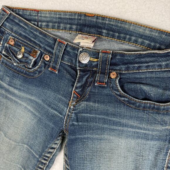 True Religion Joey Y2K Vintage Low Rise Flare Distressed Jeans 26 - Picture 2 of 9